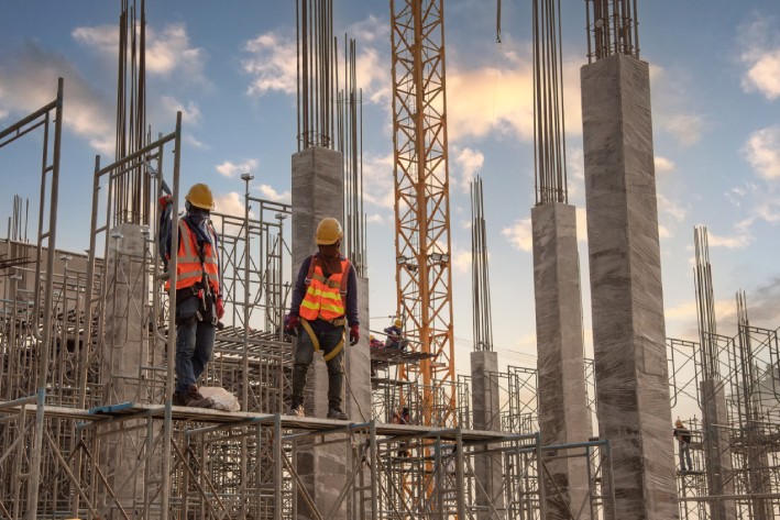 Workers on a construction site