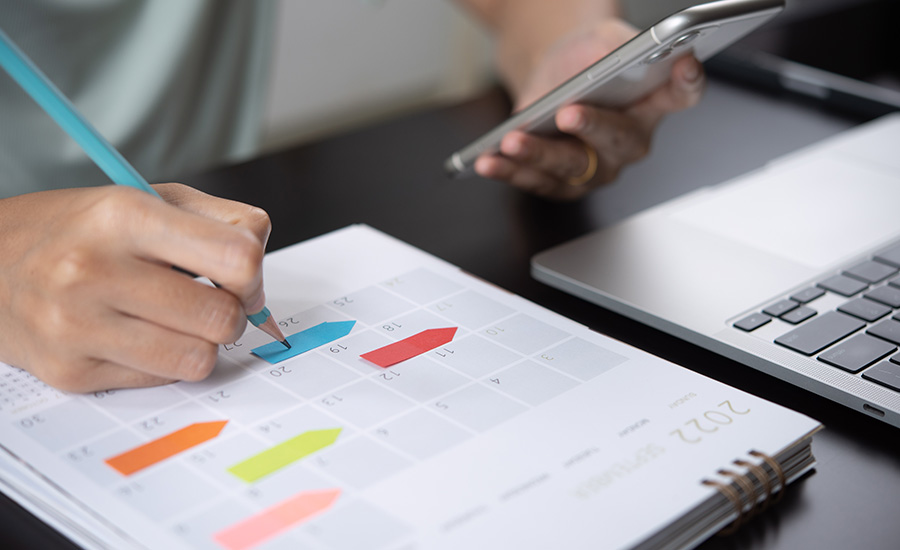 A man checking a calendar