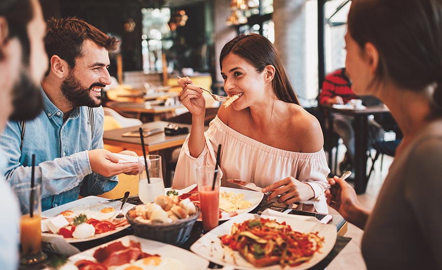 An unhappy client returns his dessert to a server