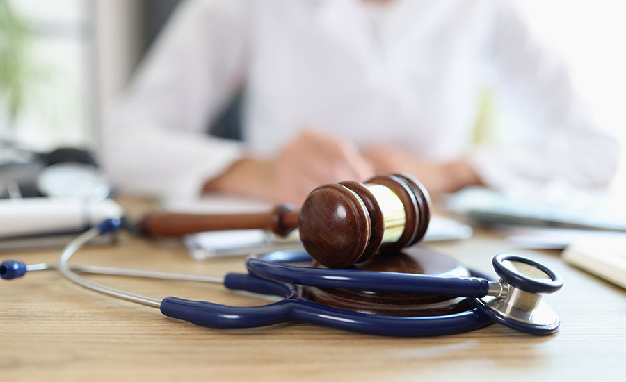 A stethoscope and a gavel