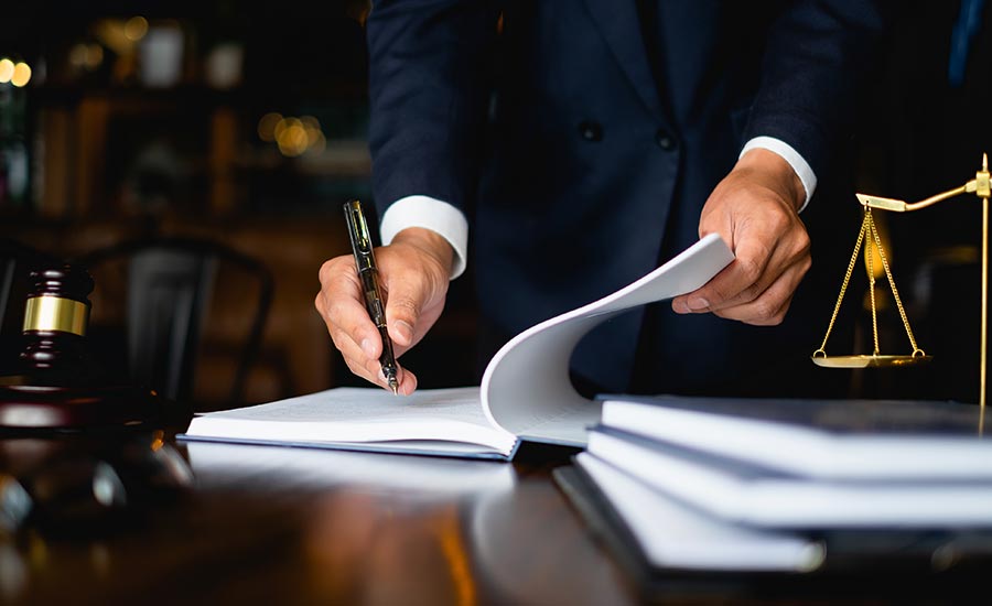An attorney preparing legal documentation