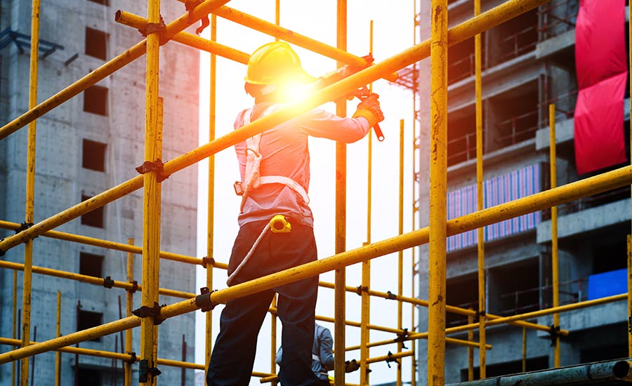 A construction worker on a scaffold​